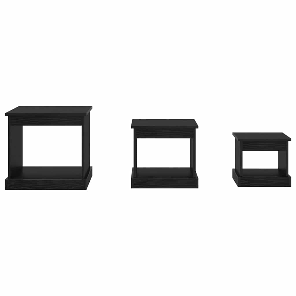 Kaffebord 3 pcs Svart Eik Konstruert tre