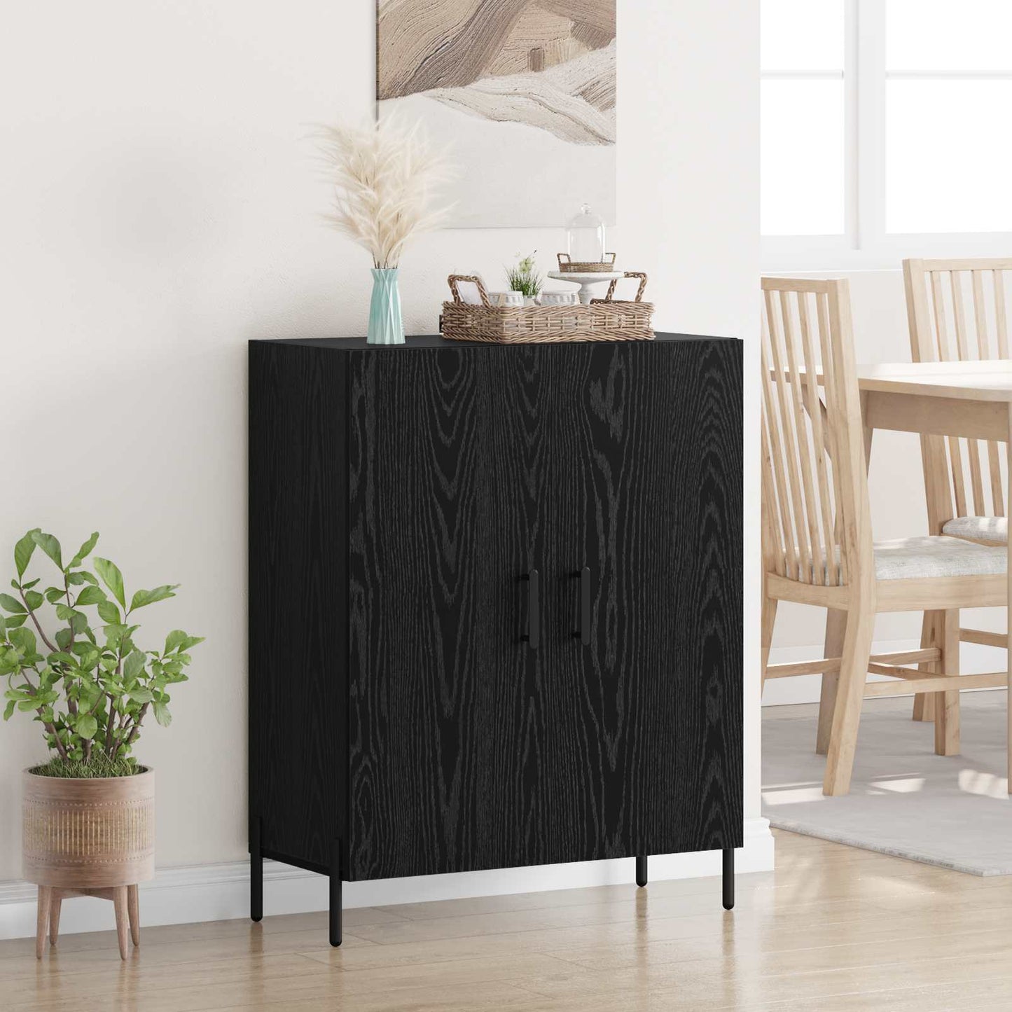 Serviesskap Svart Eik 69,5 x 34 x 90 cm Konstruert tre