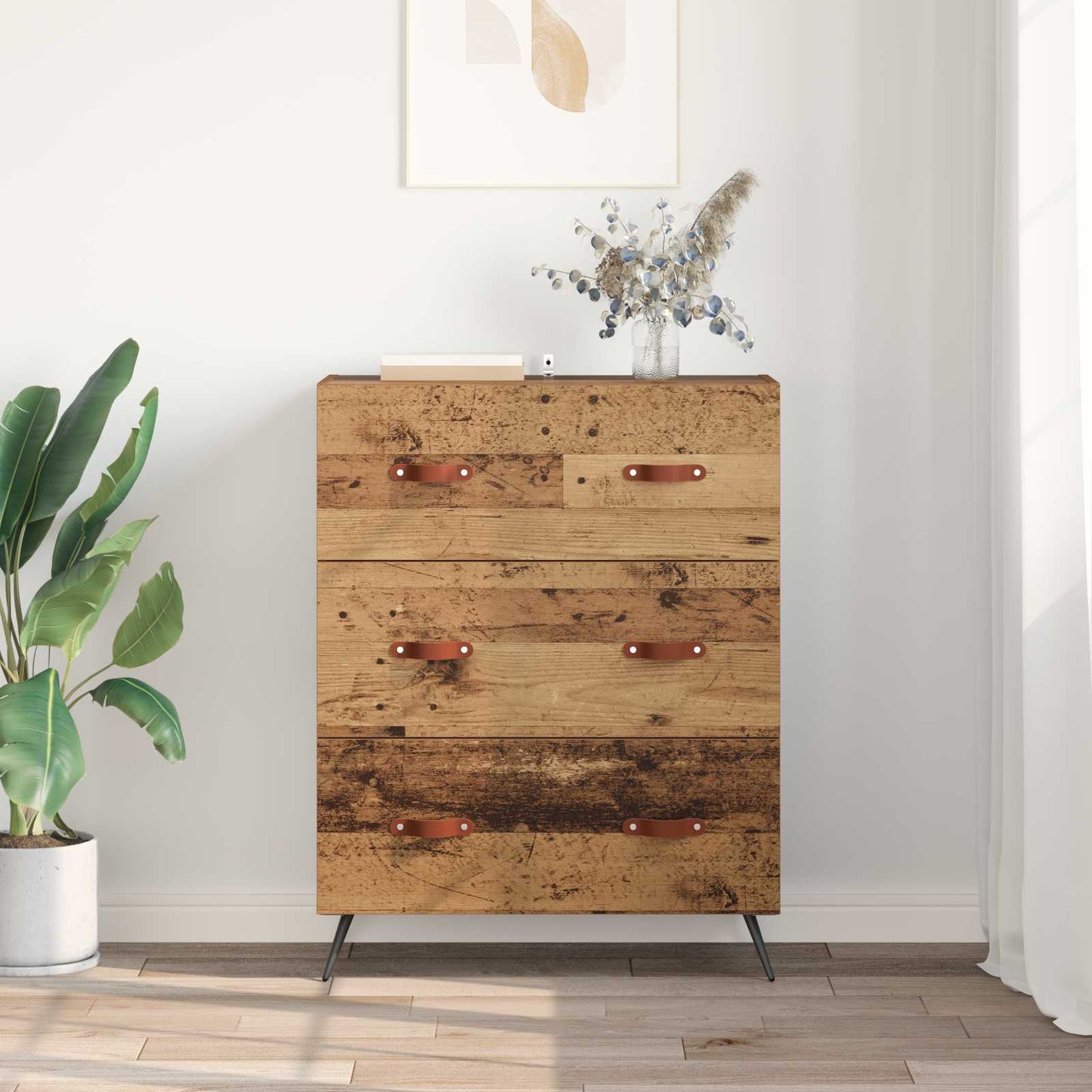 Kommode med skuff Gammelt tre 69,5 x 34 x 90 cm Konstruert tre