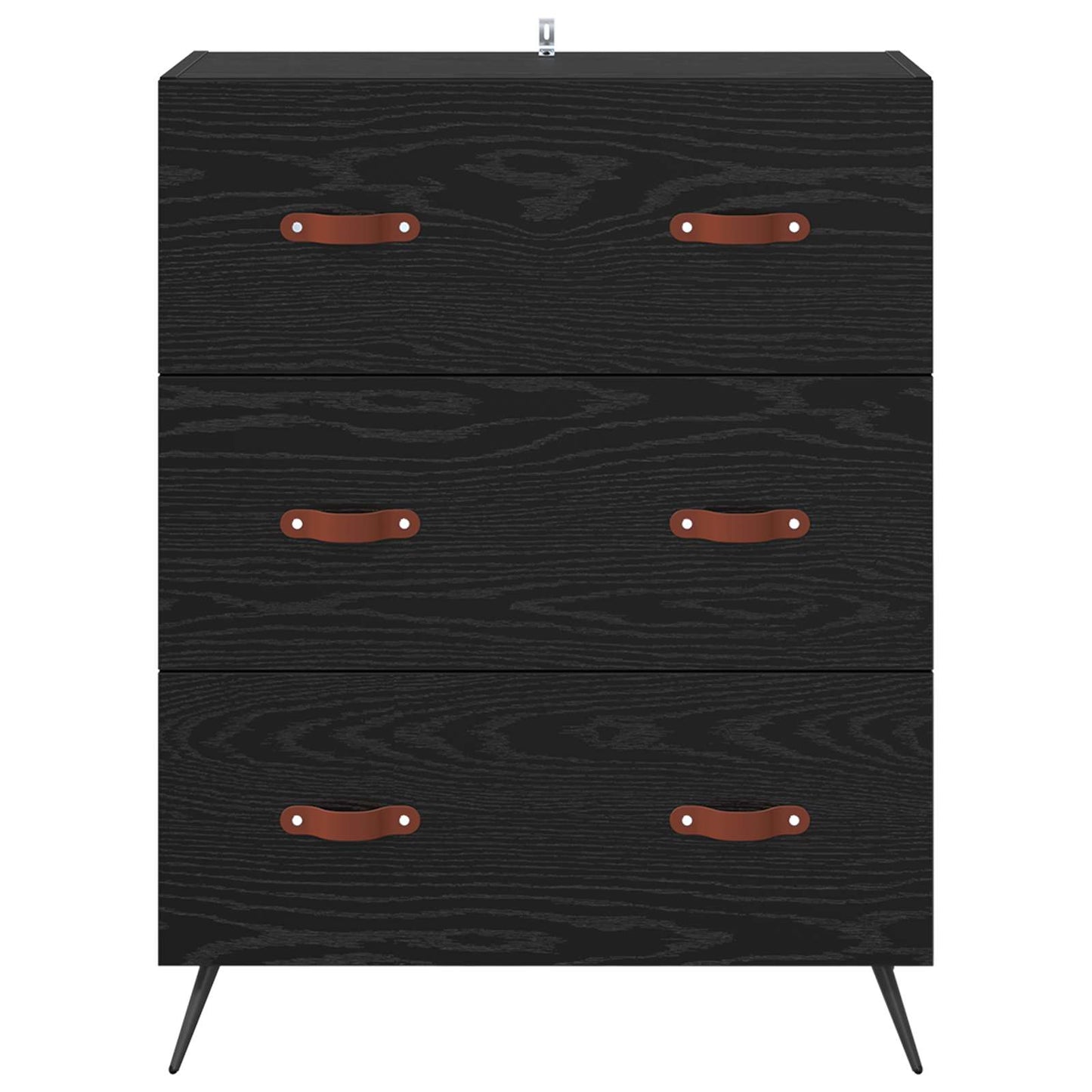 Kommode med skuff Svart Eik 69,5 x 34 x 90 cm Konstruert tre