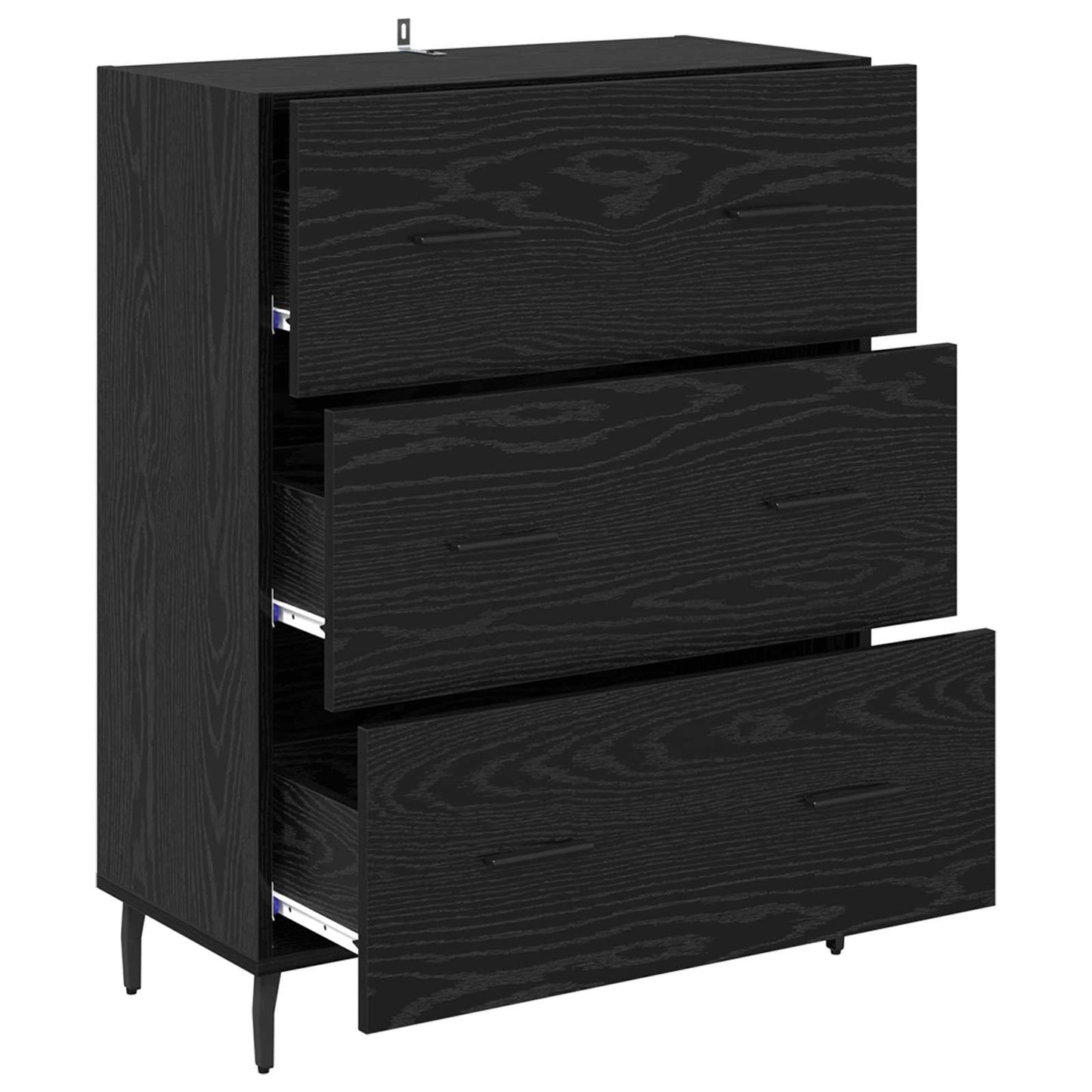 Serviesskap Svart Eik 69,5 x 34 x 90 cm Ingeniørtre og jern