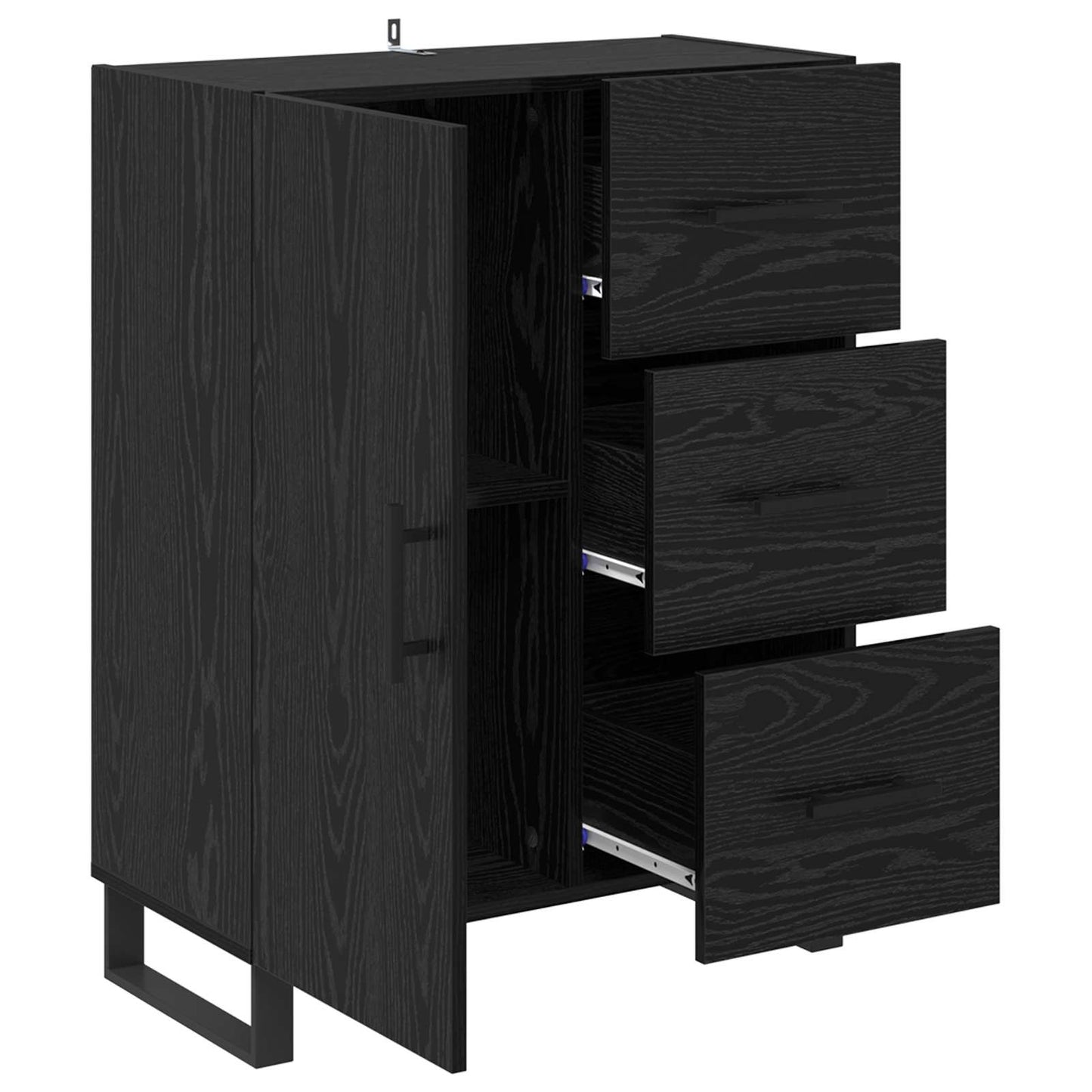 Serviesskap Svart Eik 69,5 x 34 x 90 cm Ingeniørtre og jern