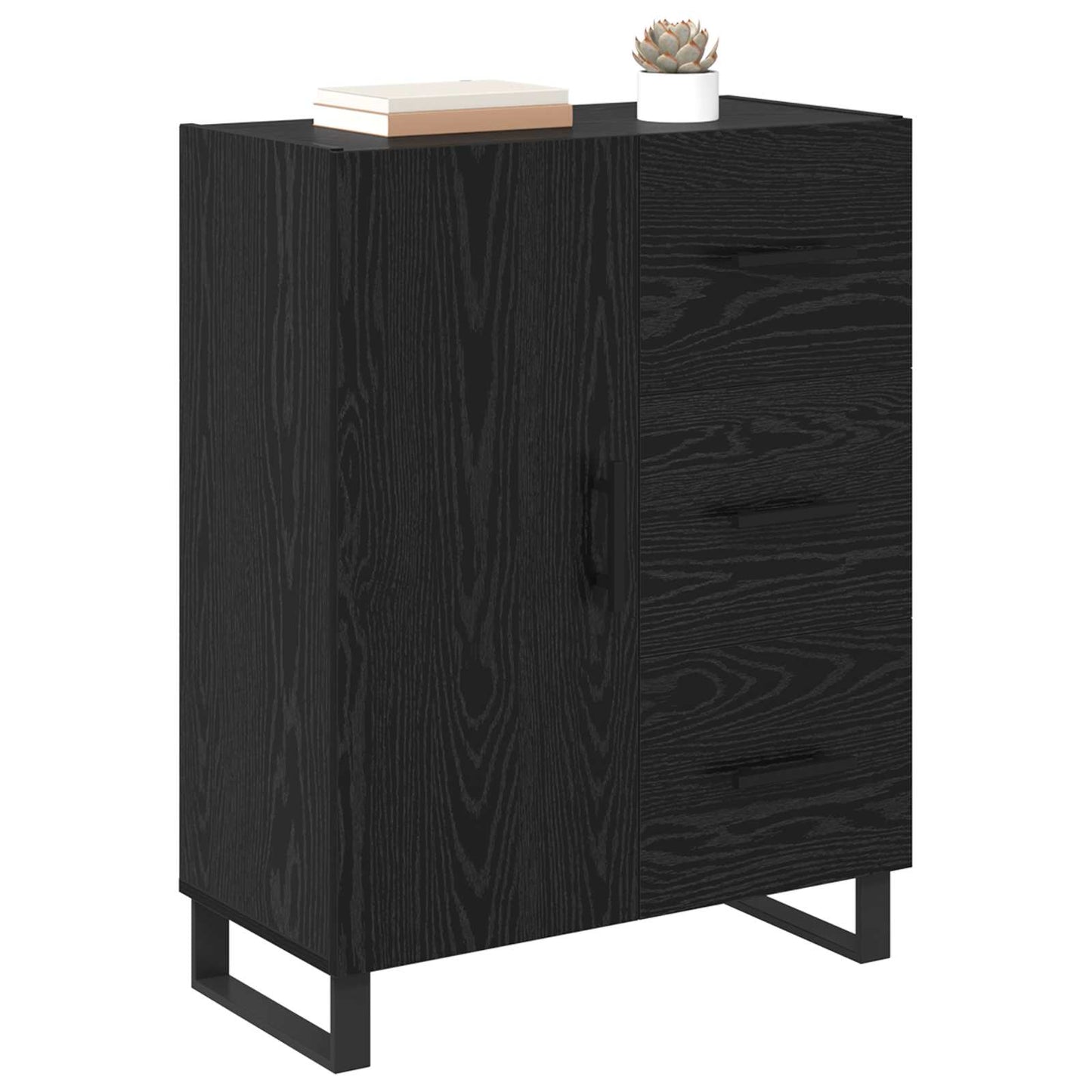 Serviesskap Svart Eik 69,5 x 34 x 90 cm Ingeniørtre og jern