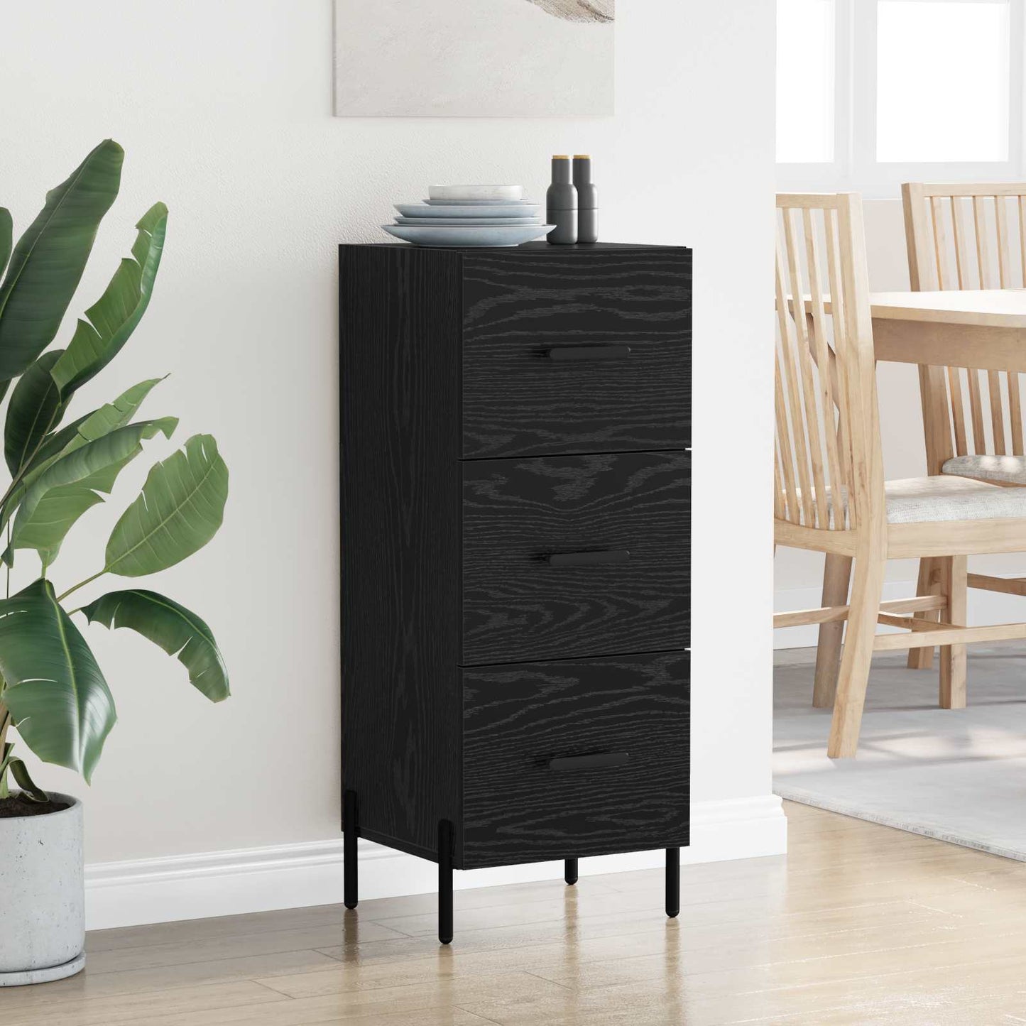 Serviesskap Svart eik 34 x 34,5 x 90 cm Konstruert tre