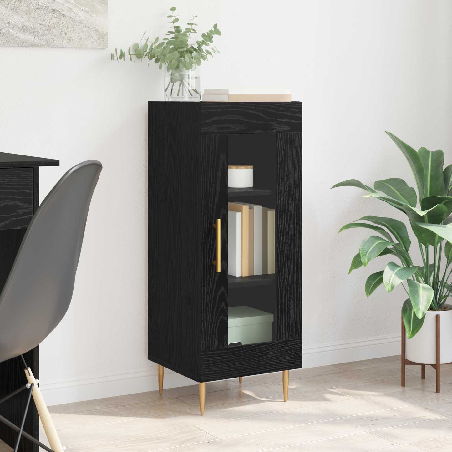Serviesskap Svart eik 34 x 34,5 x 90 cm Konstruert tre