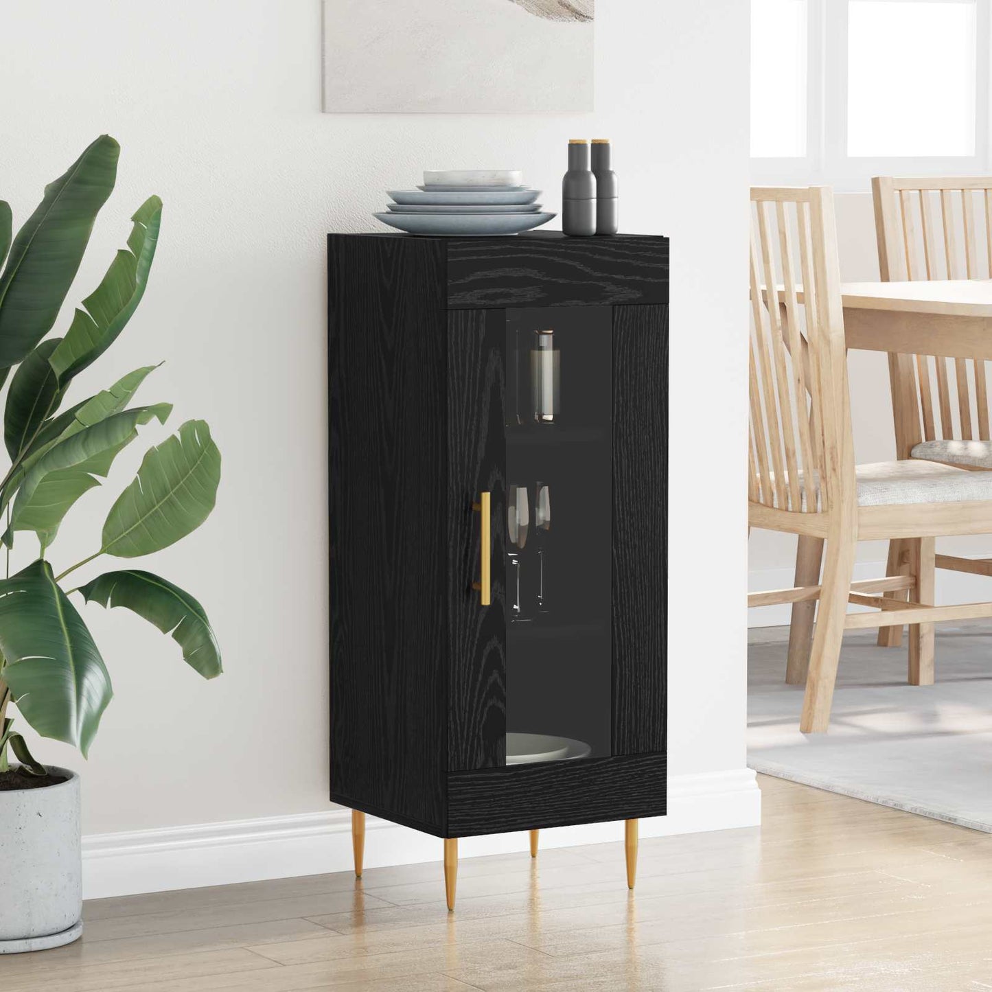 Serviesskap Svart eik 34 x 34,5 x 90 cm Konstruert tre