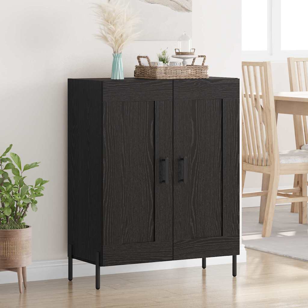 Serviesskap Svart Eik 69,5 x 34 x 90 cm Ingeniørtre og jern