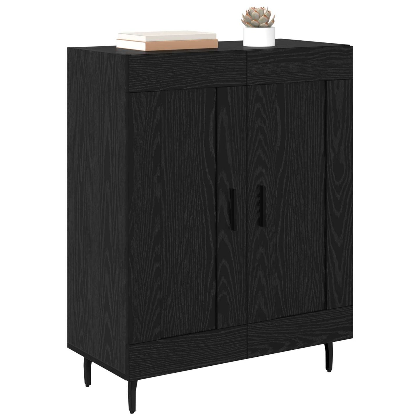 Serviesskap Svart Eik 69,5 x 34 x 90 cm Ingeniørtre og jern