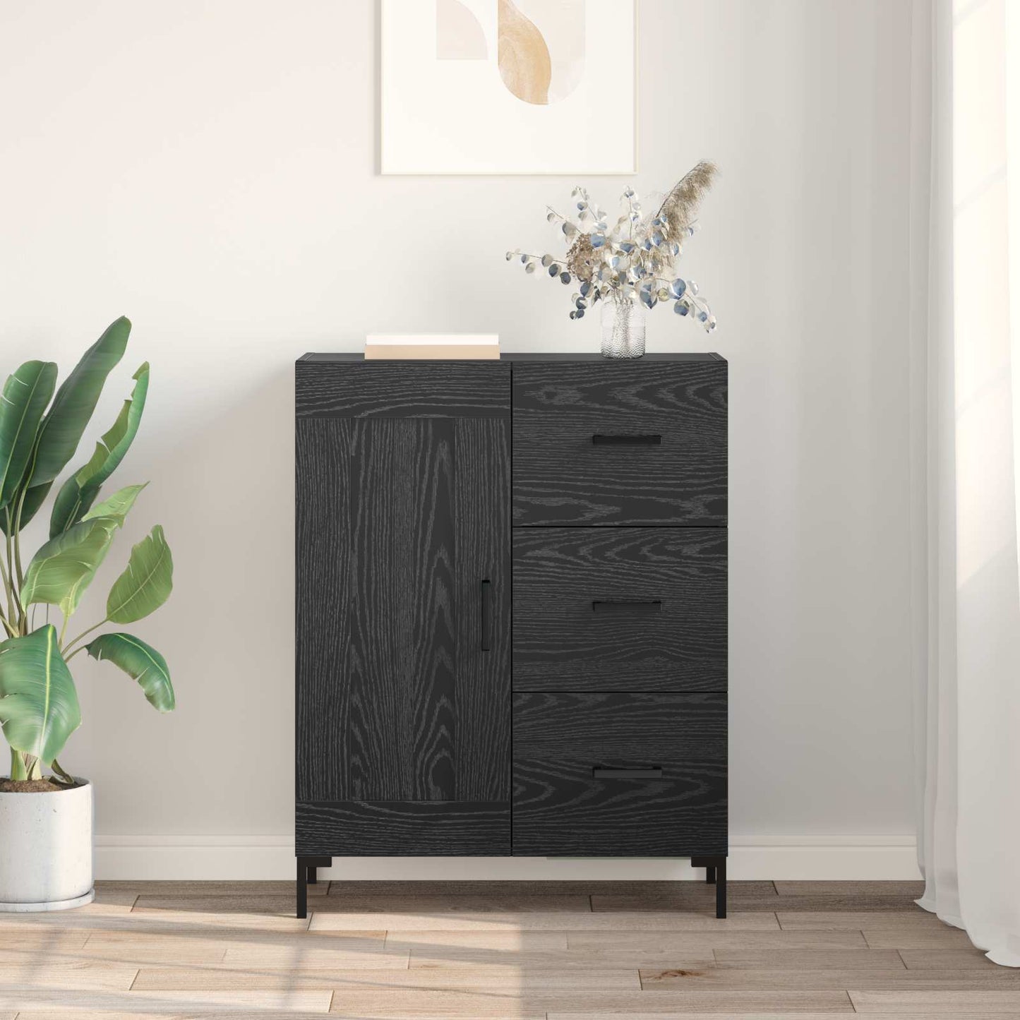 Serviesskap Svart eik 69.5 x 34 x 90 cm Konstruert tre