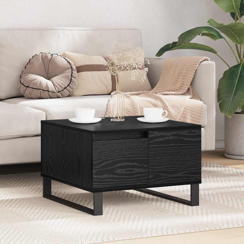 Kaffebord med skuff Svart Eik 55 x 55 x 36,5 cm Konstruert tre