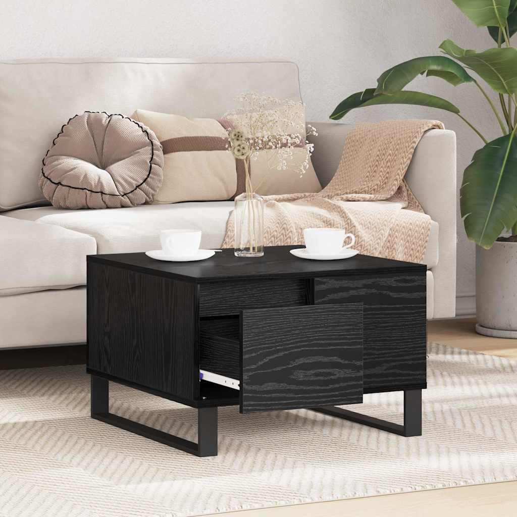 Kaffebord med skuff Svart Eik 55 x 55 x 36,5 cm Konstruert tre