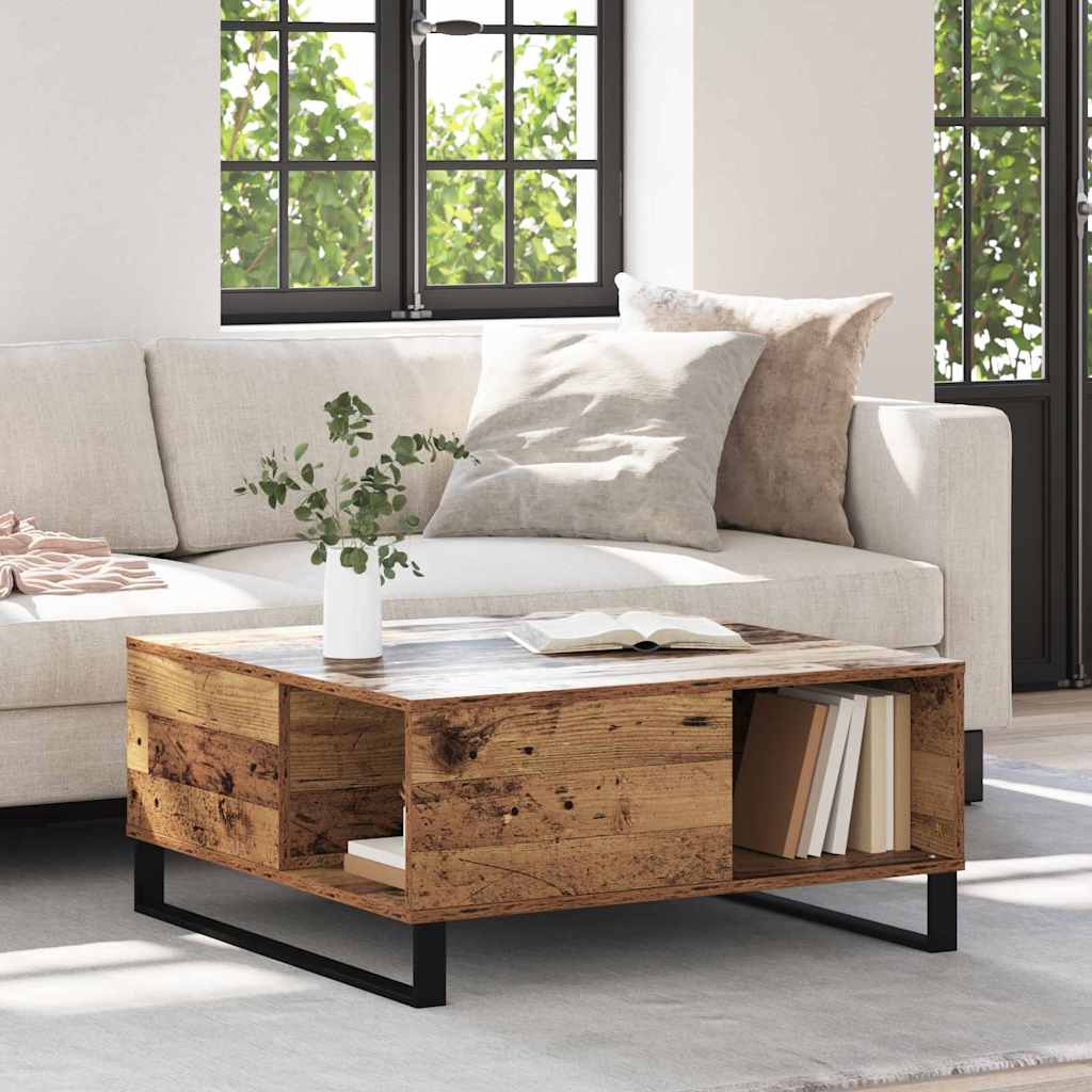 Kaffebord Gamle tre 80 x 80 x 36,5 cm Konstruert tre vidaXL