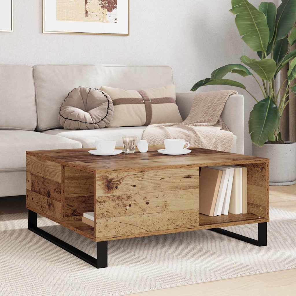 Kaffebord Gamle tre 80 x 80 x 36,5 cm Konstruert tre vidaXL