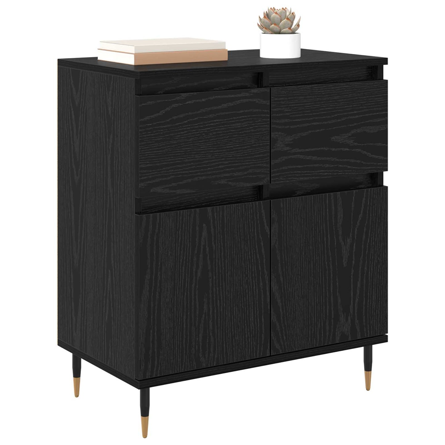 Serviesskap Svart Eik 60 x 35 x 70 cm Ingeniørtre og jern