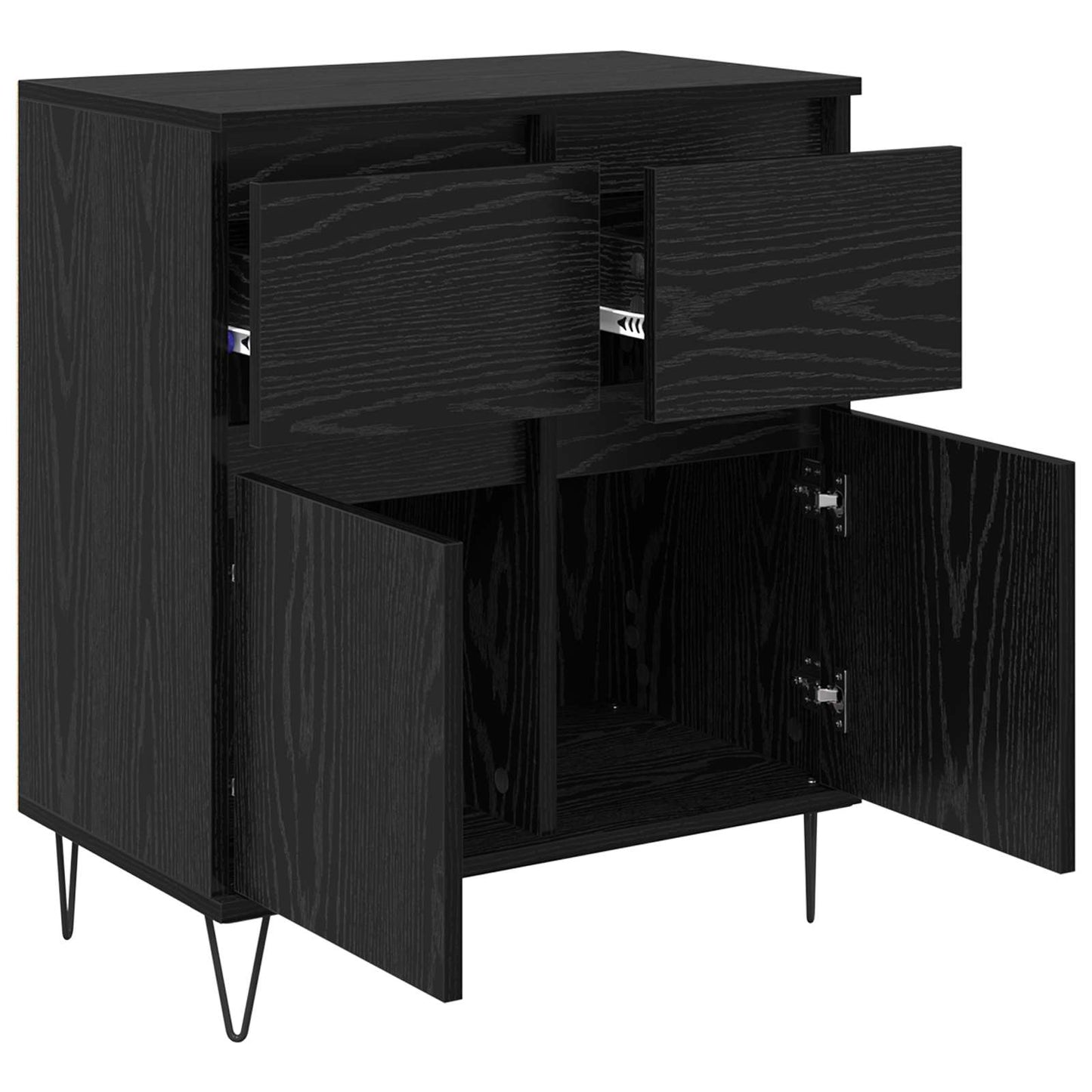 Serviesskap Svart Eik 60 x 35 x 70 cm Ingeniørtre og jern