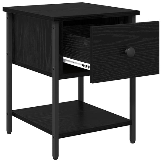 Nattbord med skuff Svart Eik 34 x 35,5 x 45 cm Konstruert tre