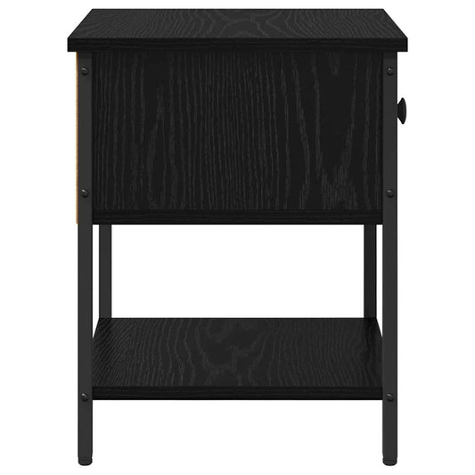 Nattbord med skuff Svart Eik 34 x 35,5 x 45 cm Konstruert tre
