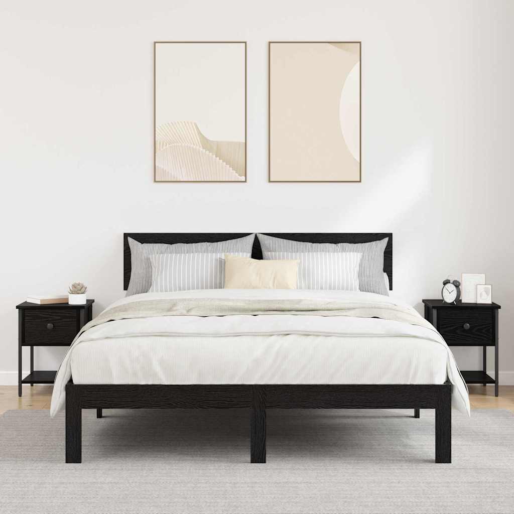 Nattbord 2 pcs Svart Eik 34 x 35,5 x 45 cm Konstruert tre