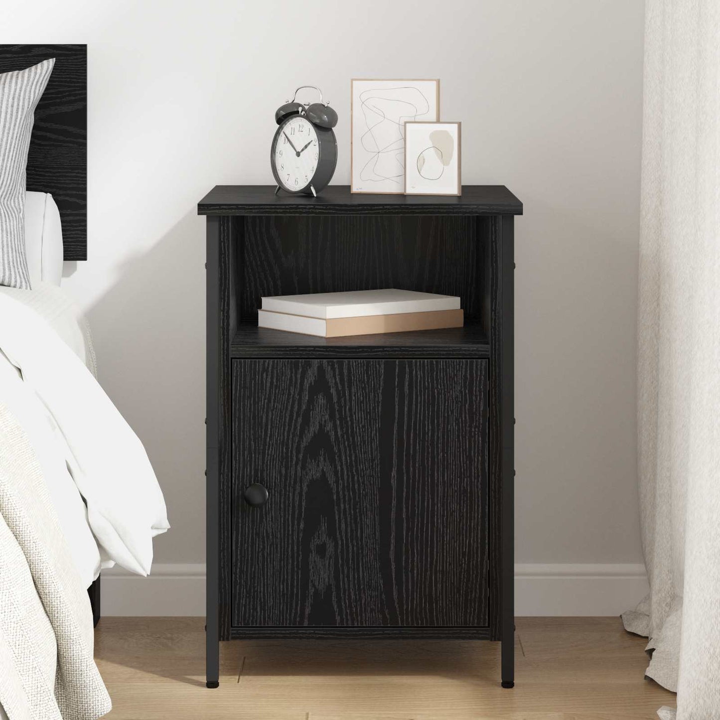 Nattbordskap Svart Eik 40 x 42 x 60 cm Konstruert tre