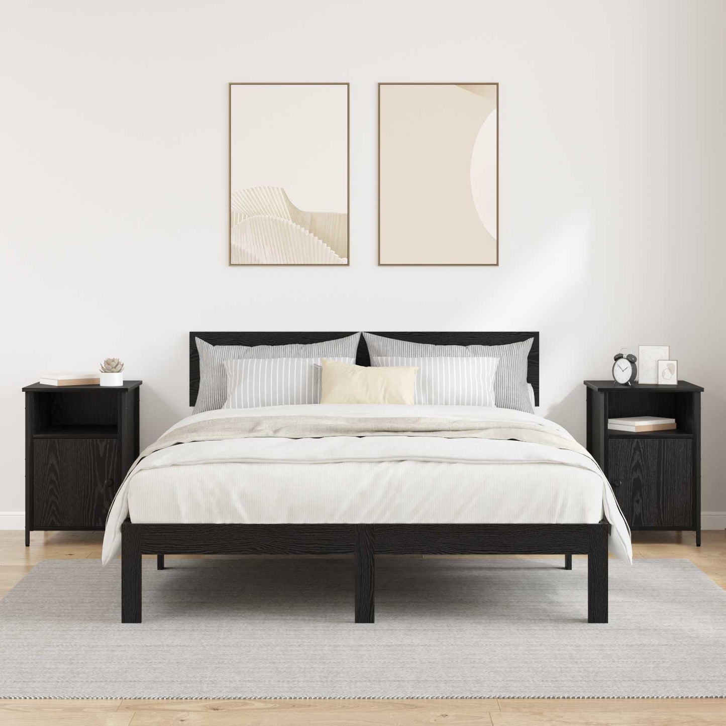 Nattbordskap 2 pcs Svart Eik 40 x 42 x 60 cm Konstruert tre