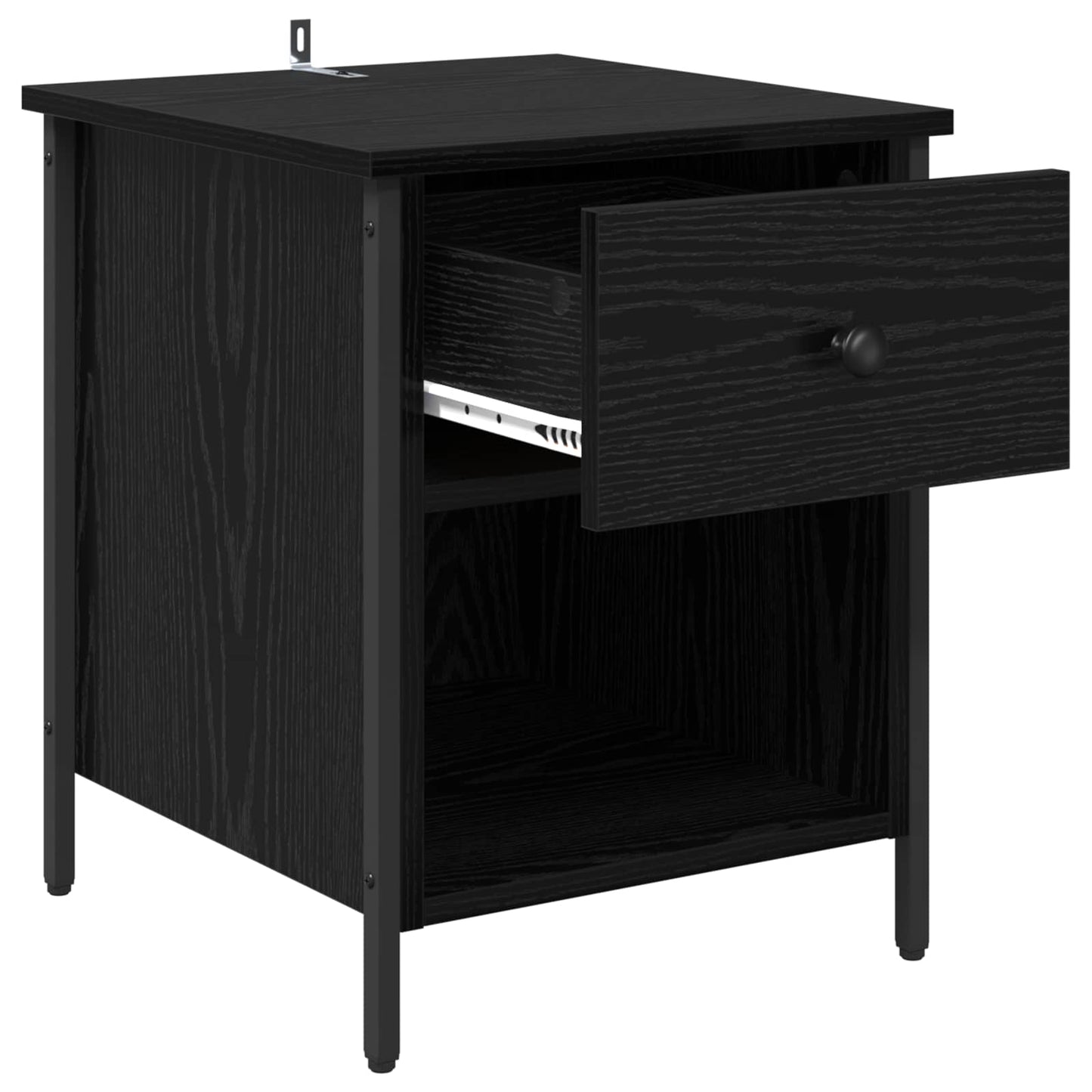 Nattbordskap med skuff Svart Eik 40 x 42 x 50 cm Konstruert tre