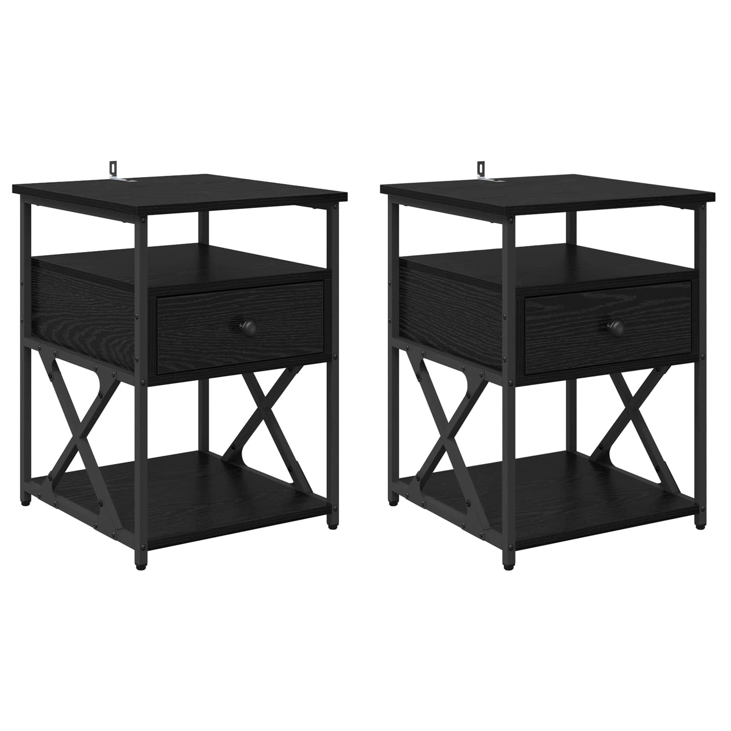 Nattbordskap 2 pcs Svart Eik 40 x 42 x 55 cm Konstruert tre