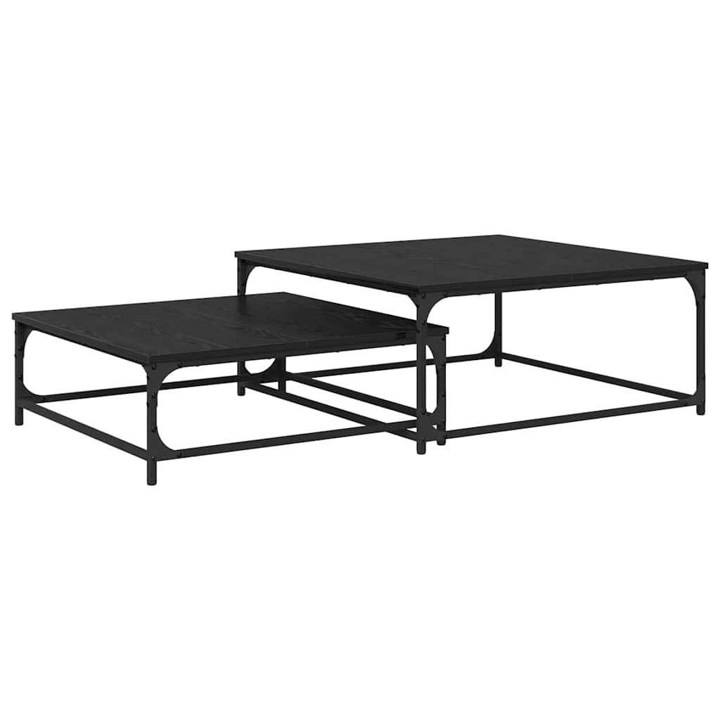 Kaffebord 2 pcs Svart Eik Konstruert tre