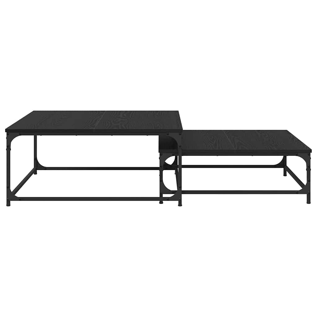 Kaffebord 2 pcs Svart Eik Konstruert tre