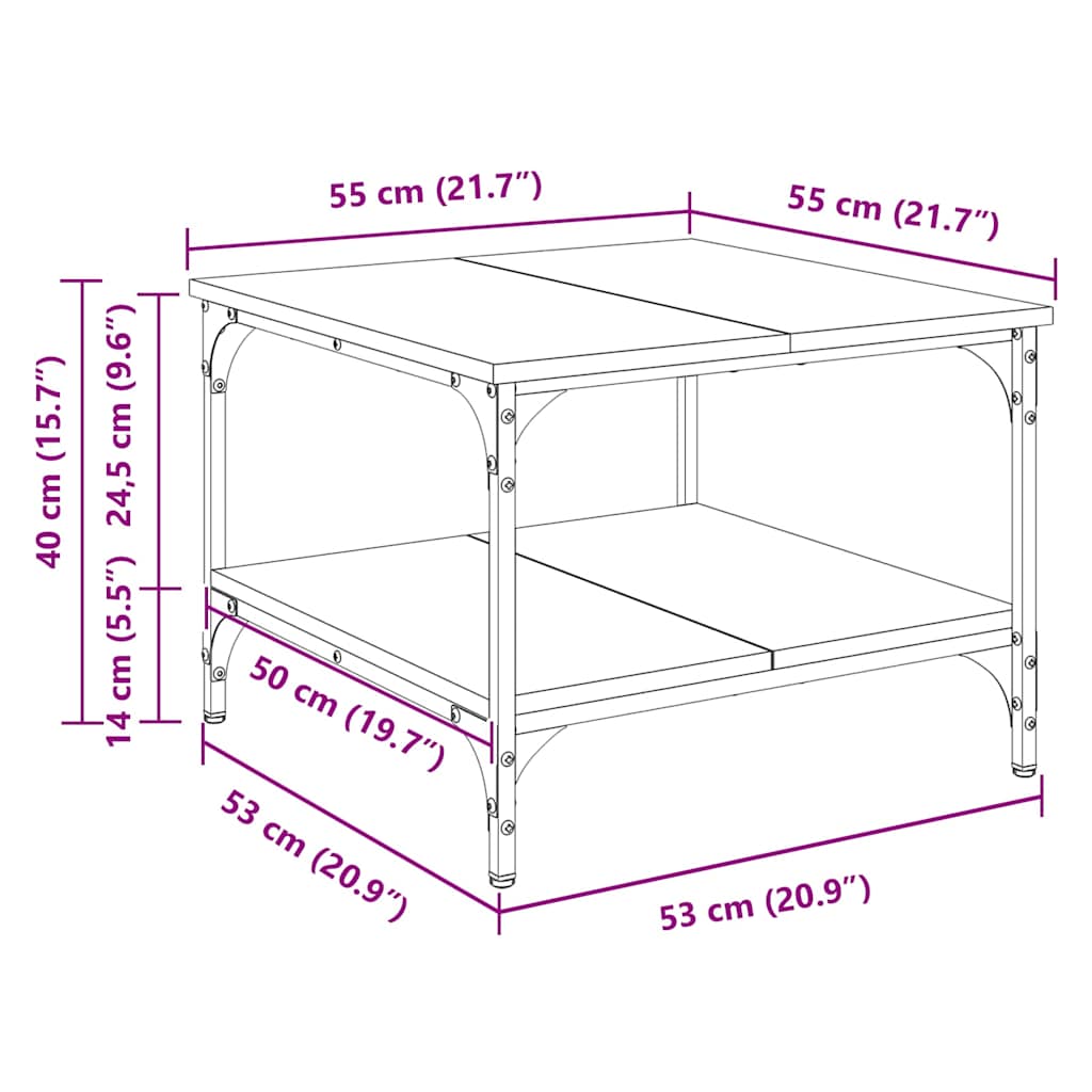 Kaffebord Svart Eik 55 x 55 x 40 cm Konstruert tre