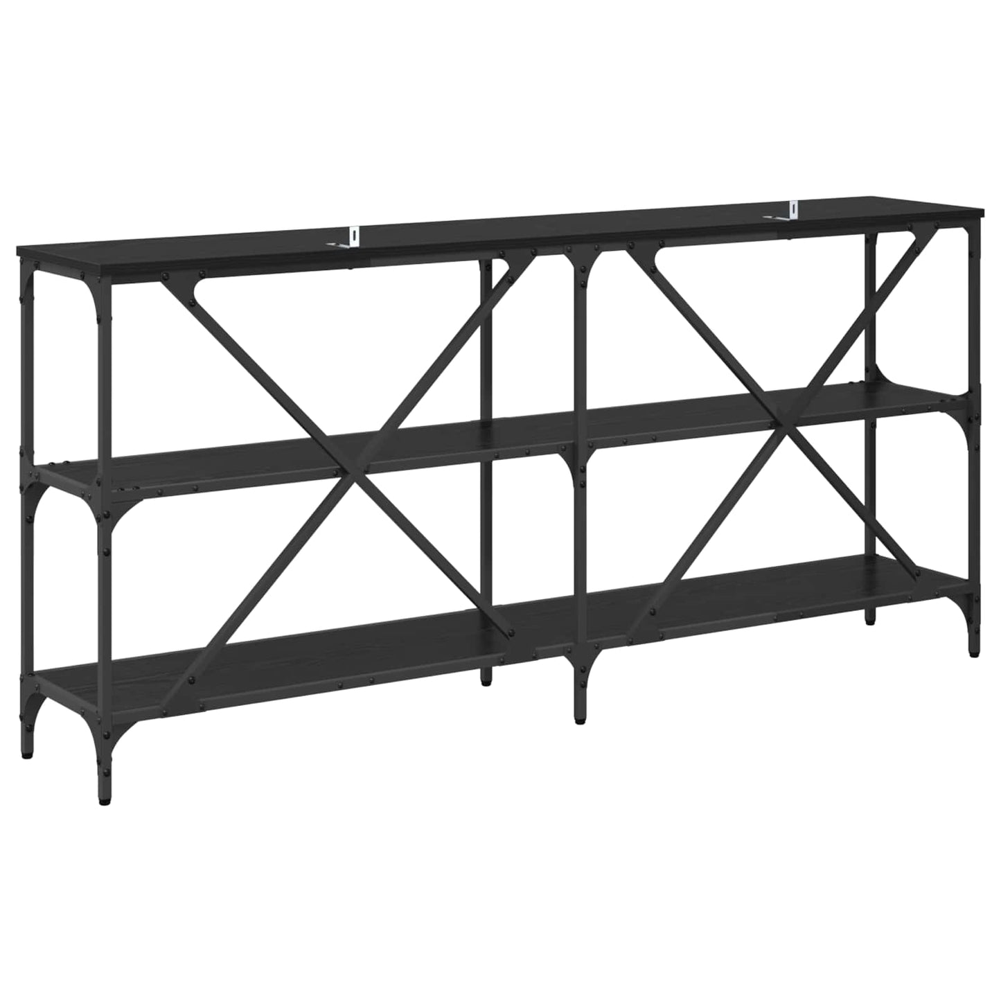 Konsollbord med hylle Svart Eik 160 x 30 x 75 cm Konstruert tre