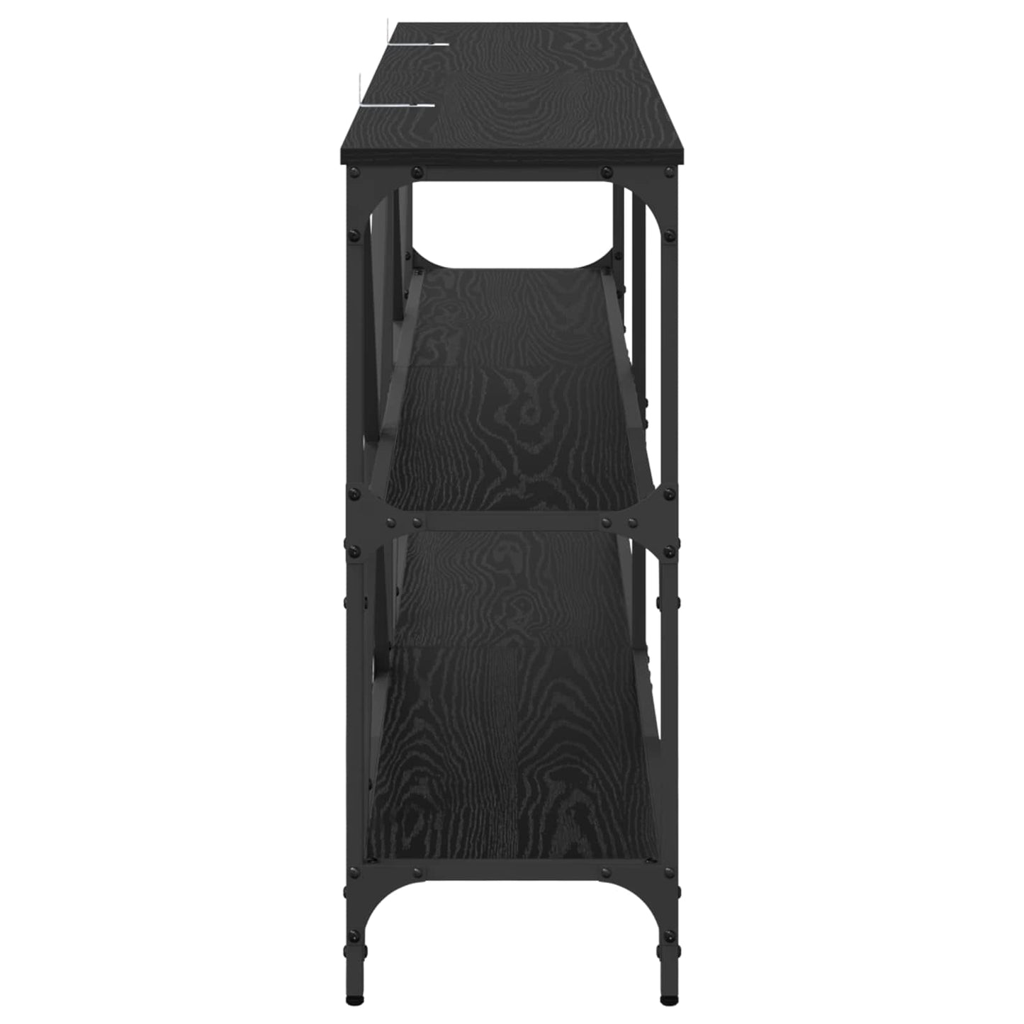 Konsollbord med hylle Svart Eik 160 x 30 x 75 cm Konstruert tre