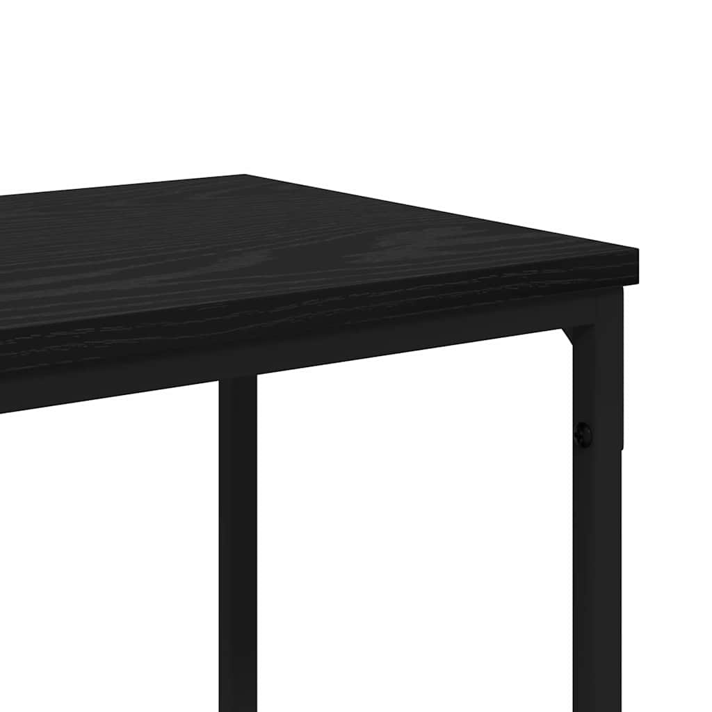 Konsollbord med hylle Svart Eik 180 x 30 x 75 cm Konstruert tre