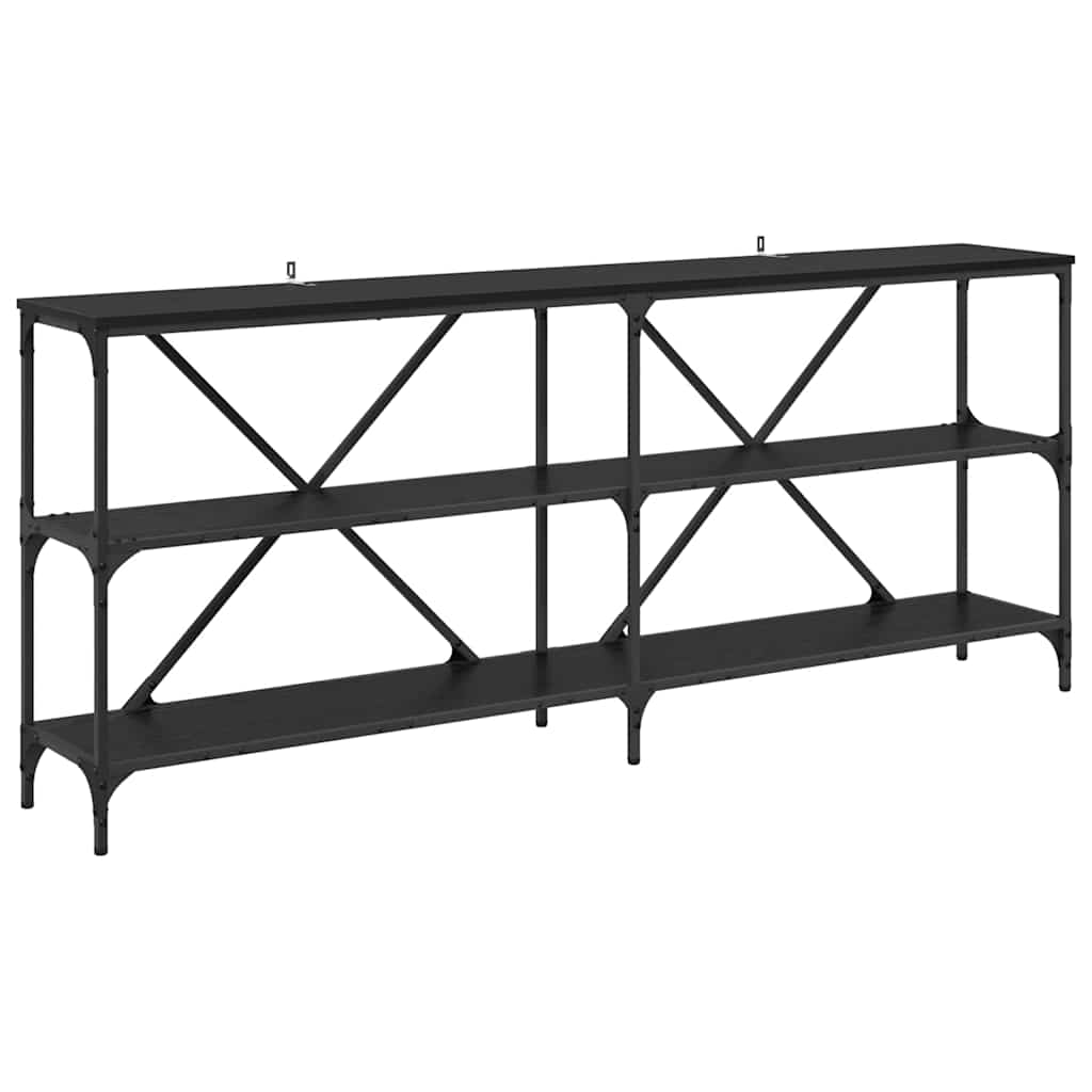 Konsollbord med hylle Svart Eik 180 x 30 x 75 cm Konstruert tre