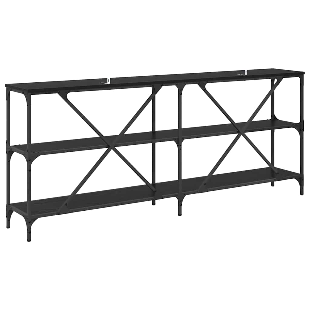 Konsollbord med hylle Svart Eik 180 x 30 x 75 cm Konstruert tre