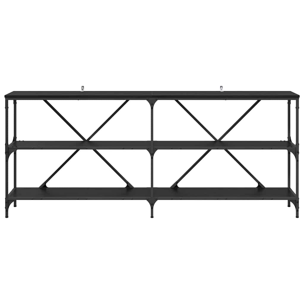 Konsollbord med hylle Svart Eik 180 x 30 x 75 cm Konstruert tre