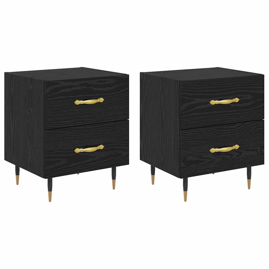 Nattbordskap 2 pcs Svart Eik 40 x 35 x 47,5 cm Konstruert tre