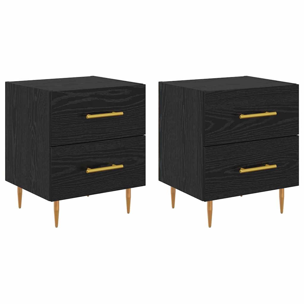 Nattbordskap 2 pcs Svart Eik 40 x 35 x 47,5 cm Konstruert tre