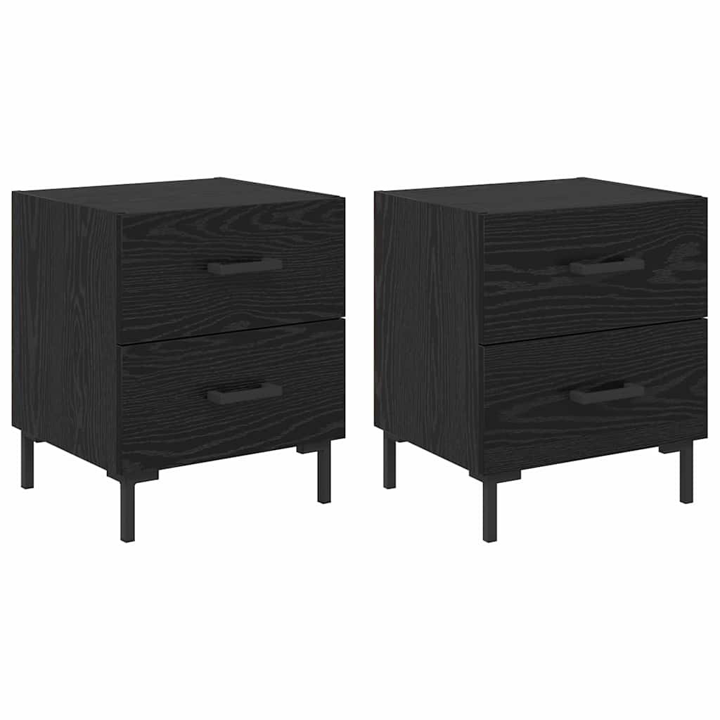 Nattbordskap 2 pcs Svart Eik 40 x 35 x 47,5 cm Konstruert tre
