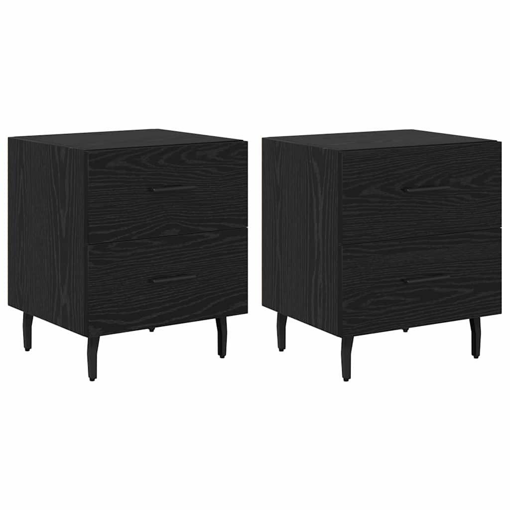 Nattbordskap 2 pcs Svart Eik 40 x 35 x 47,5 cm Konstruert tre