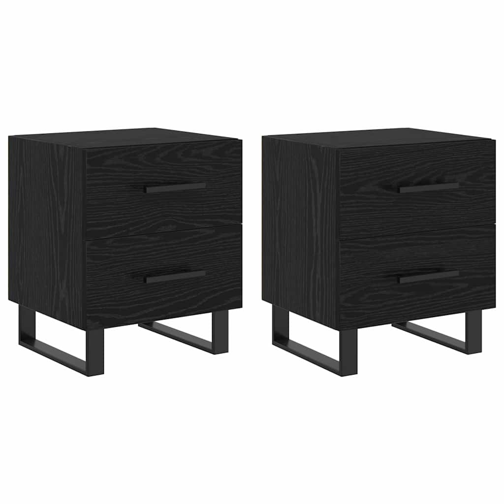 Nattbordskap 2 pcs Svart Eik 40 x 35 x 47,5 cm Konstruert tre