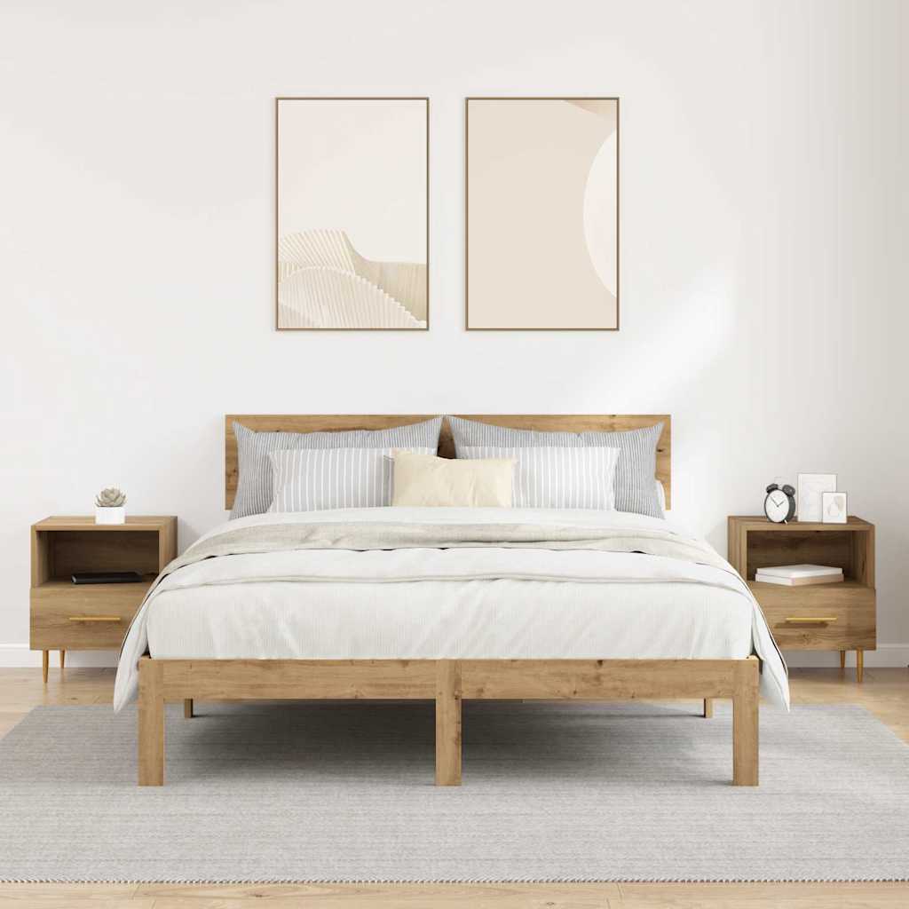 Nattbord med skuff 2 pcs Brun 40 x 35 x 47.5 cm Konstruert tre