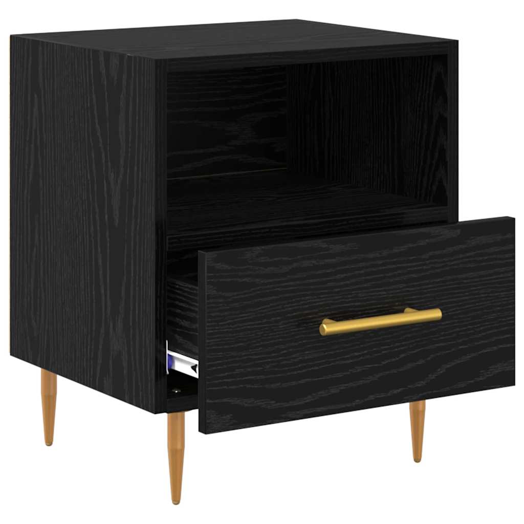Nattbord med skuff 2 pcs Svart 40 x 35 x 47,5 cm Konstruert tre