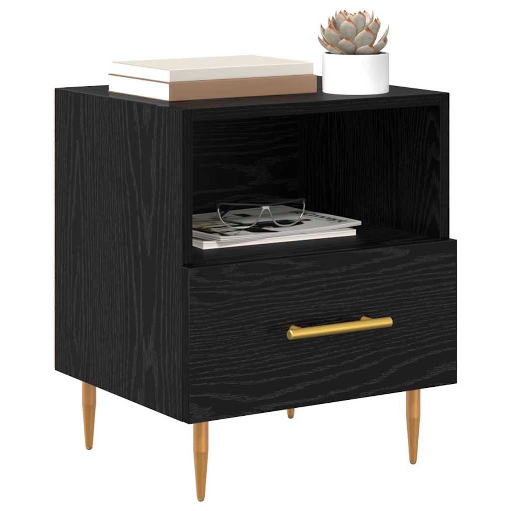 Nattbord med skuff 2 pcs Svart 40 x 35 x 47,5 cm Konstruert tre