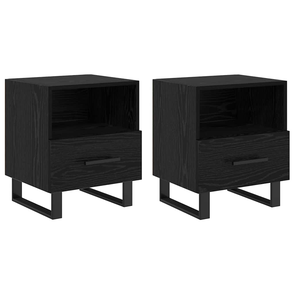 Nattbordskap 2 pcs Svart Eik 40 x 35 x 47,5 cm Konstruert tre