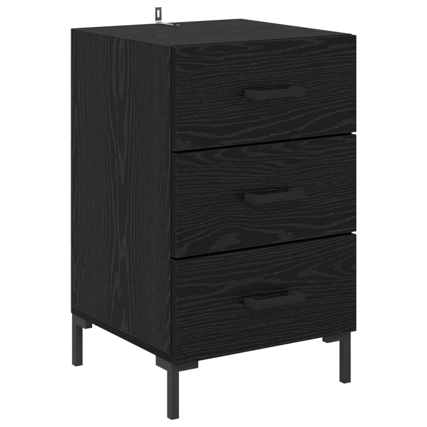 Nattbordskap med skuff Svart Eik 40 x 40 x 66 cm Konstruert tre