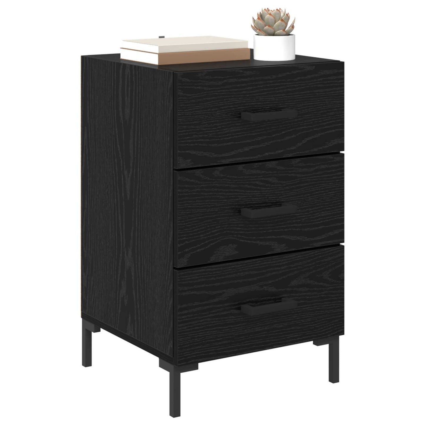 Nattbordskap med skuff Svart Eik 40 x 40 x 66 cm Konstruert tre