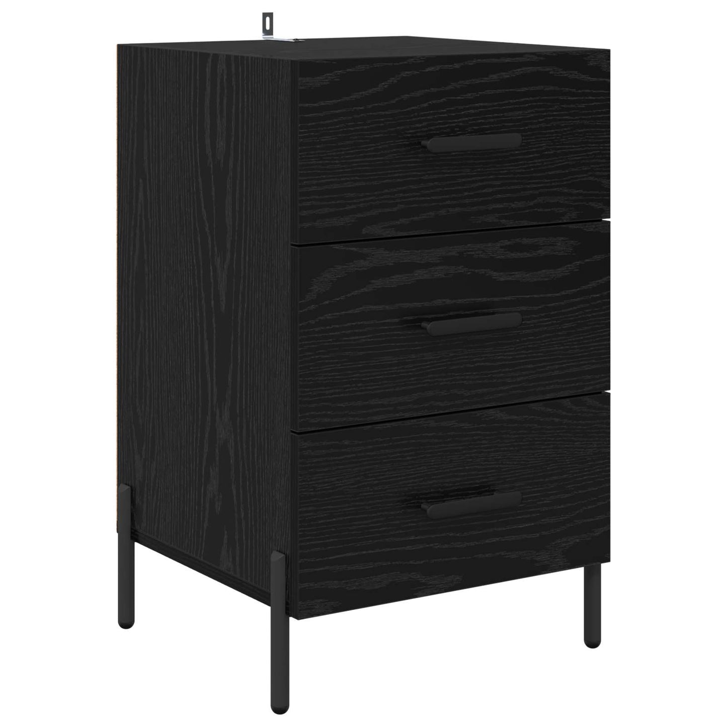 Nattbordskap med skuff Svart Eik 40 x 40 x 66 cm Konstruert tre