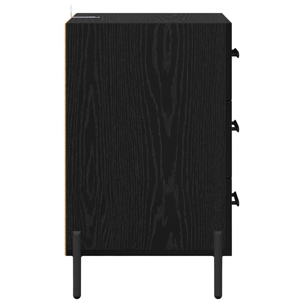 Nattbordskap med skuff Svart eik 40 x 40 x 66 cm Konstruert tre