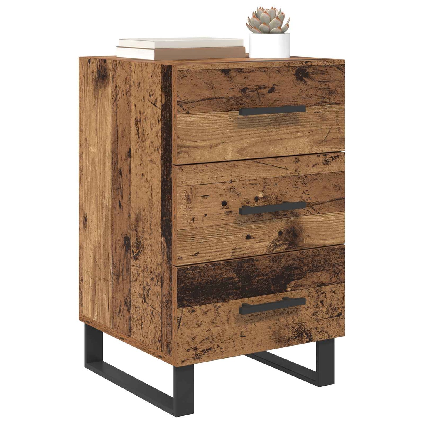 Nattbordskap med skuff Gamle tre 40 x 40 x 66 cm Konstruert tre