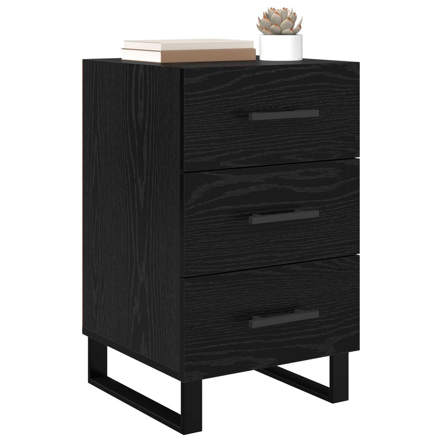 Nattbordskap med skuff Svart Eik 40 x 40 x 66 cm Konstruert tre
